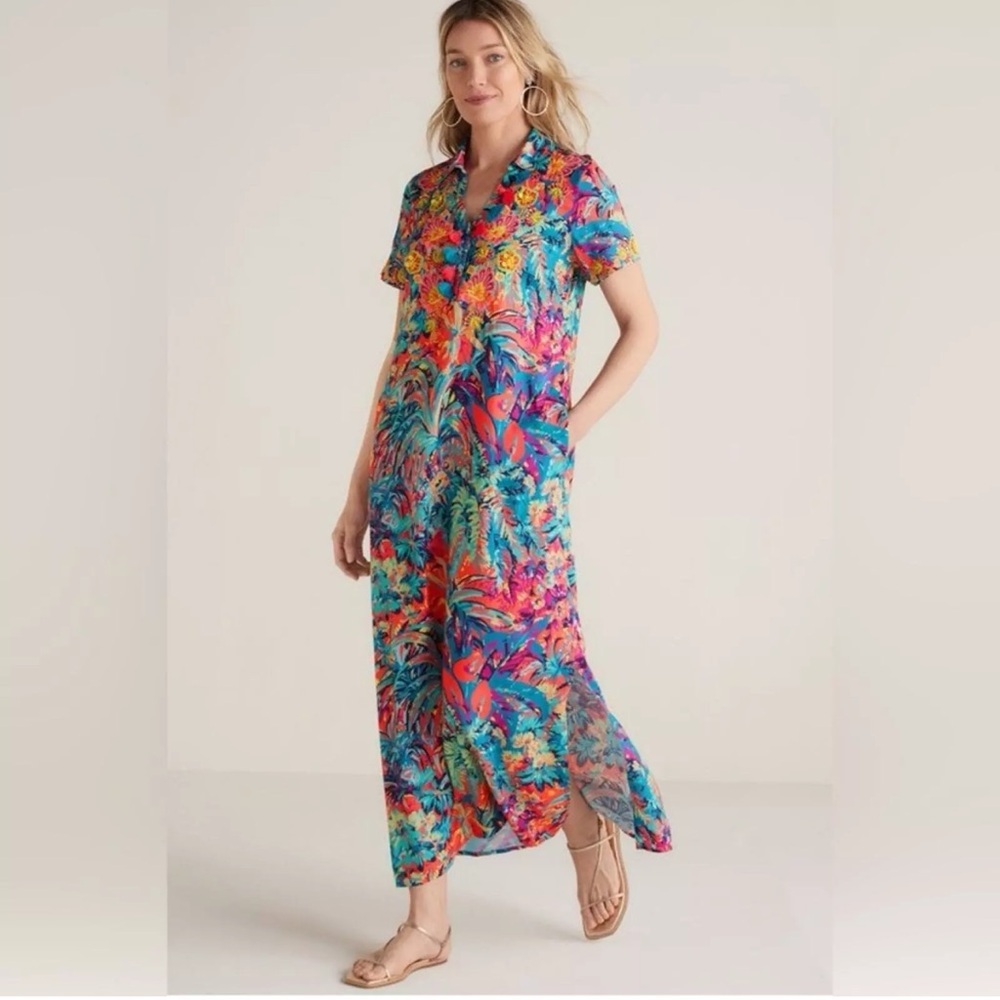 SOFT SURROUNDINGS FLORENCE DRESS 
TROPICANA MULTI COLOR, SIZE PXS